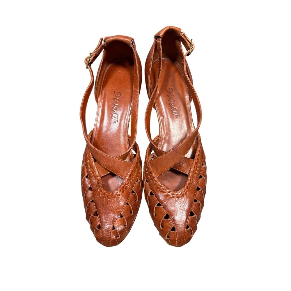 Nine West Vintage Leather Carley Wedges Women's Size 7.5 NARROW